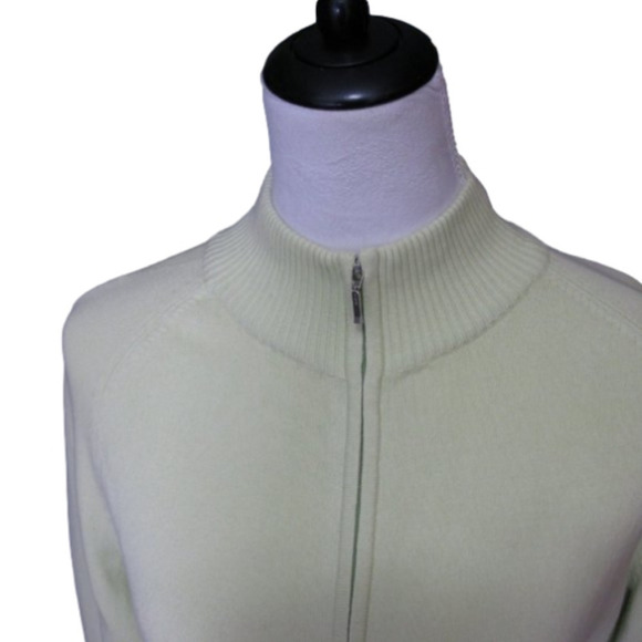 TALBOT'S Lime Green Zip Front Cardigan Size Medium - Picture 2 of 7